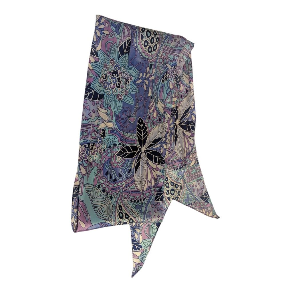 Vintage Paisley Scarf 60's 70's Boho Sash Headband Neck MCM Psychedelic Satin - Picture 2 of 5